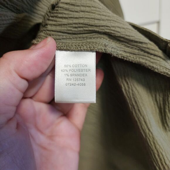Christopher & Banks Olive Roll Up Sleeve Button Front Blouse  Sz  XL - Picture 5 of 6